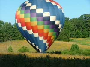 Checkerboard Hot Air Balloon in the Field